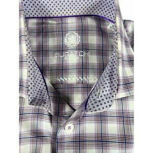 Bugatchi Uomo Men Shirt Multi Color, Blue, White, Purple,  Size 15 Neck,